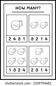 How many Potion Bottle, game for children. Vector illustration, printable worksheet