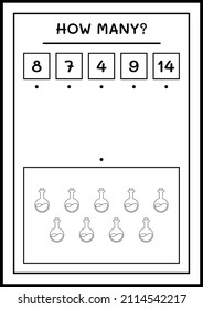 How many Potion Bottle, game for children. Vector illustration, printable worksheet