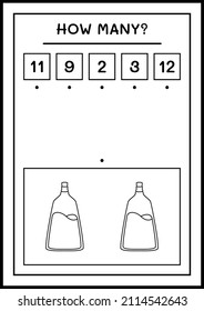How many Potion Bottle, game for children. Vector illustration, printable worksheet