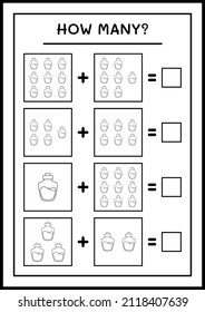 How many Potion Bottle, game for children. Vector illustration, printable worksheet