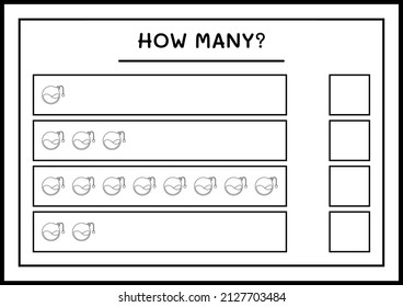 How many Potion Bottle, game for children. Vector illustration, printable worksheet