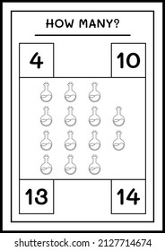 How many Potion Bottle, game for children. Vector illustration, printable worksheet