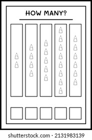 How many Potion Bottle, game for children. Vector illustration, printable worksheet