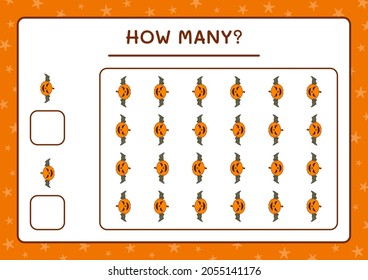 How many Pumpkin, game for children. Vector illustration, printable worksheet