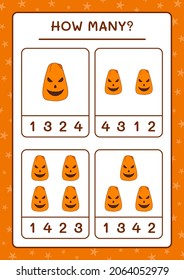 How many Pumpkin, game for children. Vector illustration, printable worksheet