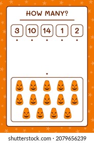 How many Pumpkin, game for children. Vector illustration, printable worksheet