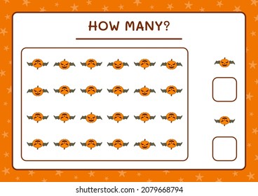How many Pumpkin, game for children. Vector illustration, printable worksheet