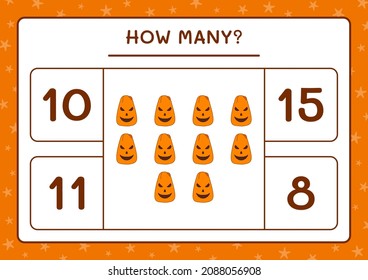 How many Pumpkin, game for children. Vector illustration, printable worksheet