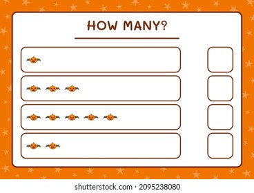 How many Pumpkin, game for children. Vector illustration, printable worksheet