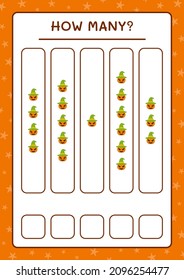How many Pumpkin, game for children. Vector illustration, printable worksheet