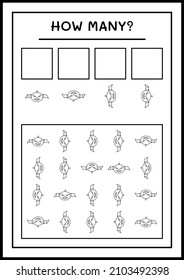 How many Pumpkin, game for children. Vector illustration, printable worksheet