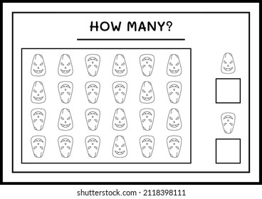 How many Pumpkin, game for children. Vector illustration, printable worksheet