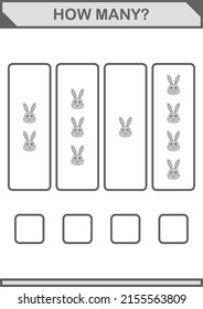 How Many Rabbit face. Worksheet for kids