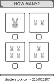 How Many Rabbit face. Worksheet for kids