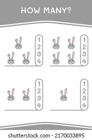 How many of Rabbit, game for children. Vector illustration, printable worksheet