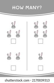 How many of Rabbit, game for children. Vector illustration, printable worksheet