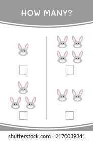 How many of Rabbit, game for children. Vector illustration, printable worksheet