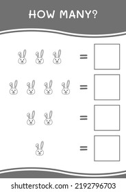 How many of Rabbit, game for children. Vector illustration, printable worksheet