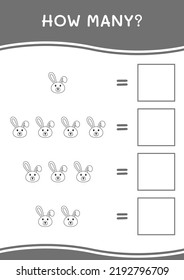 How many of Rabbit, game for children. Vector illustration, printable worksheet