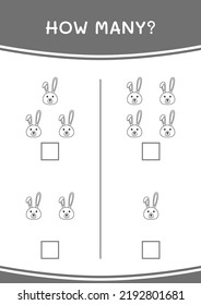 ¿Cuántos de Conejo, juegos para niños? Ilustración del vector, hoja de cálculo imprimible