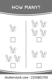 How many of Rabbit, game for children. Vector illustration, printable worksheet
