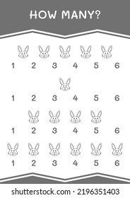 How many of Rabbit, game for children. Vector illustration, printable worksheet