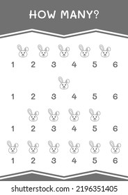 How many of Rabbit, game for children. Vector illustration, printable worksheet