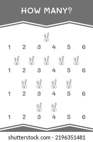 How many of Rabbit, game for children. Vector illustration, printable worksheet