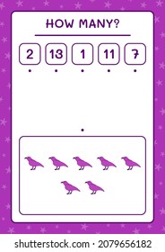 How many Raven, game for children. Vector illustration, printable worksheet