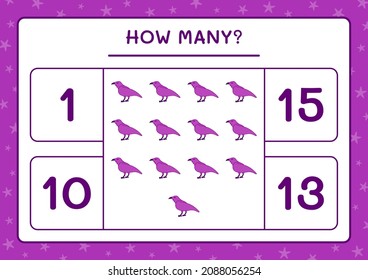 How many Raven, game for children. Vector illustration, printable worksheet