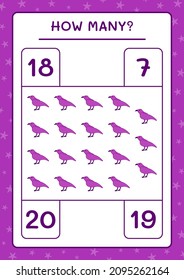 How many Raven, game for children. Vector illustration, printable worksheet