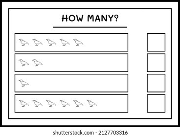How many Raven, game for children. Vector illustration, printable worksheet
