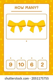 How many ribbon, game for children. Vector illustration, printable worksheet