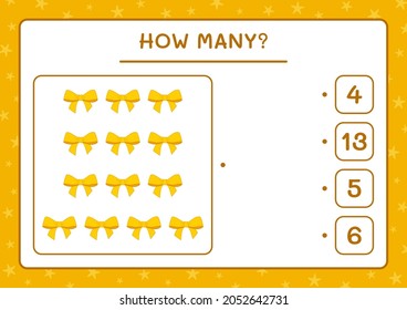 How many ribbon, game for children. Vector illustration, printable worksheet