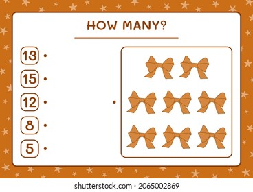 How many ribbon, game for children. Vector illustration, printable worksheet