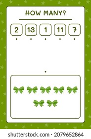How many ribbon, game for children. Vector illustration, printable worksheet