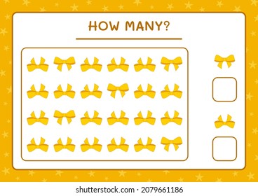 How many ribbon, game for children. Vector illustration, printable worksheet