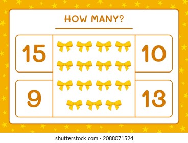 How many ribbon, game for children. Vector illustration, printable worksheet