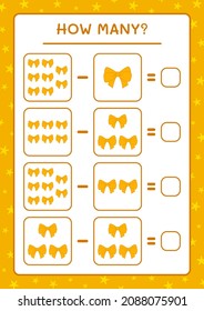 How many ribbon, game for children. Vector illustration, printable worksheet