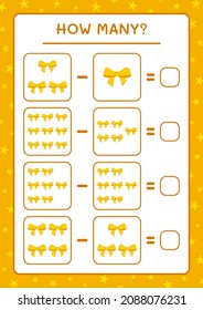 How many ribbon, game for children. Vector illustration, printable worksheet