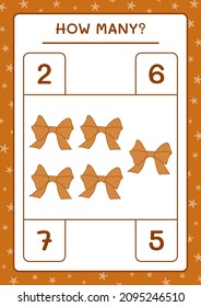 How many ribbon, game for children. Vector illustration, printable worksheet