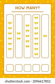 How many ribbon, game for children. Vector illustration, printable worksheet