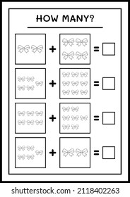 How many ribbon, game for children. Vector illustration, printable worksheet