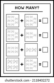 How many ribbon, game for children. Vector illustration, printable worksheet