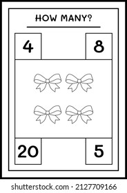 How many ribbon, game for children. Vector illustration, printable worksheet