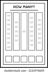 How many ribbon, game for children. Vector illustration, printable worksheet