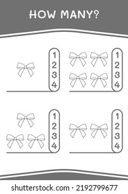 How many of Ribbon, game for children. Vector illustration, printable worksheet