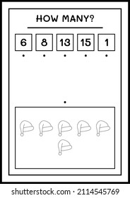 How many santa claus hat, game for children. Vector illustration, printable worksheet