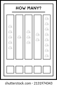 How many santa claus hat, game for children. Vector illustration, printable worksheet