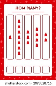 How many santa claus red bag, game for children. Vector illustration, printable worksheet